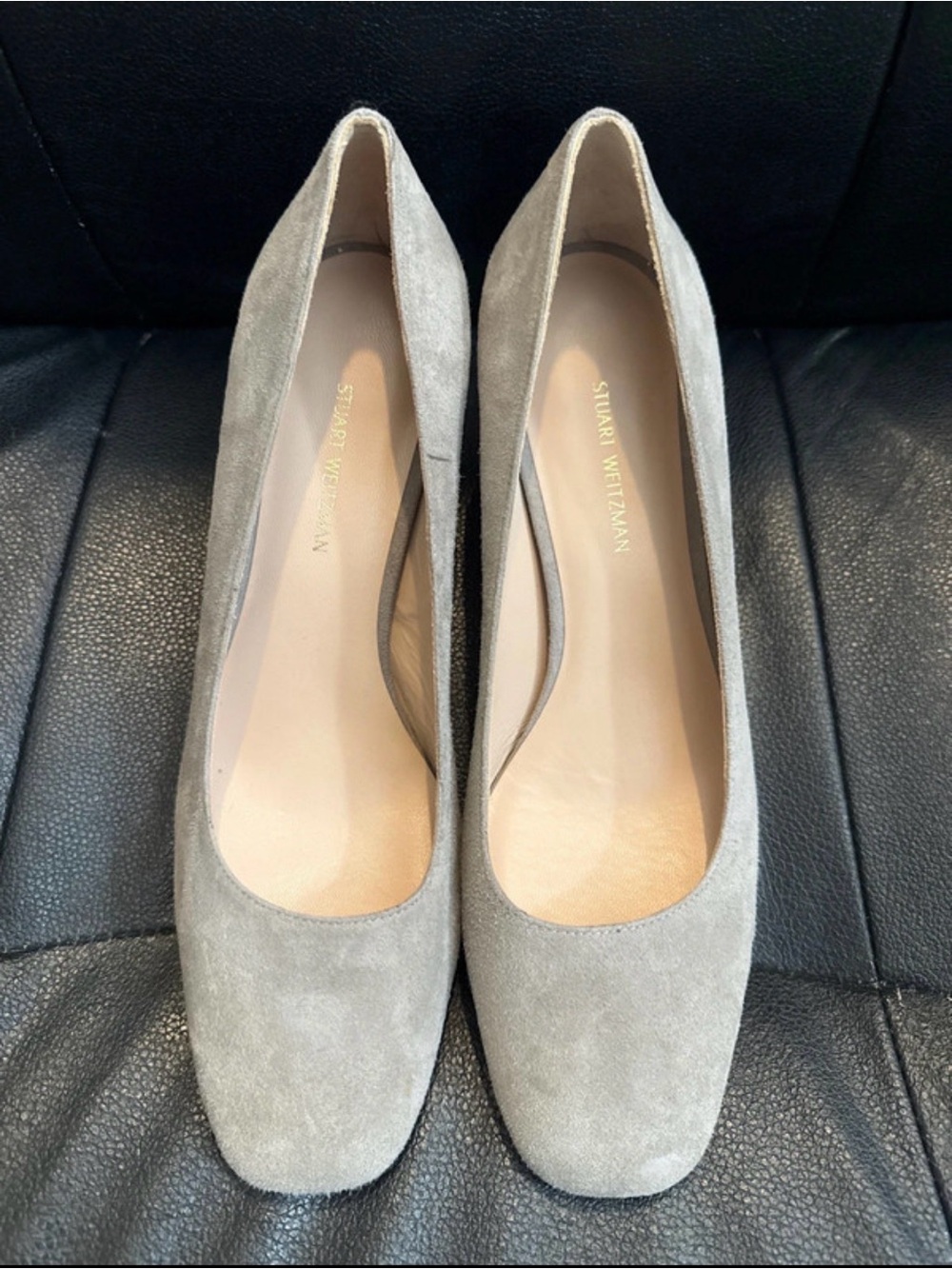 Stuart Weitzman Suede Classic Block Heel Pumps